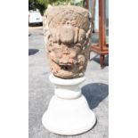 Carved Stone Garuda Head Planter