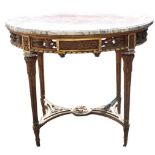 French Oval Gold Leaf & Marble Top Table