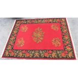 Hand Woven Red Floral Rug, Room Sized