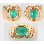 Pair of 18K & Emerald Earrings and Slide 14.2 DWT