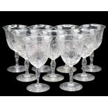 (9) Etched Crystal Wine Glasses