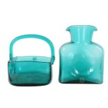 (2) Blenko Turquoise Glass Vessels