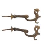 Pair of Antique Decorative Hooks with Feline Motif