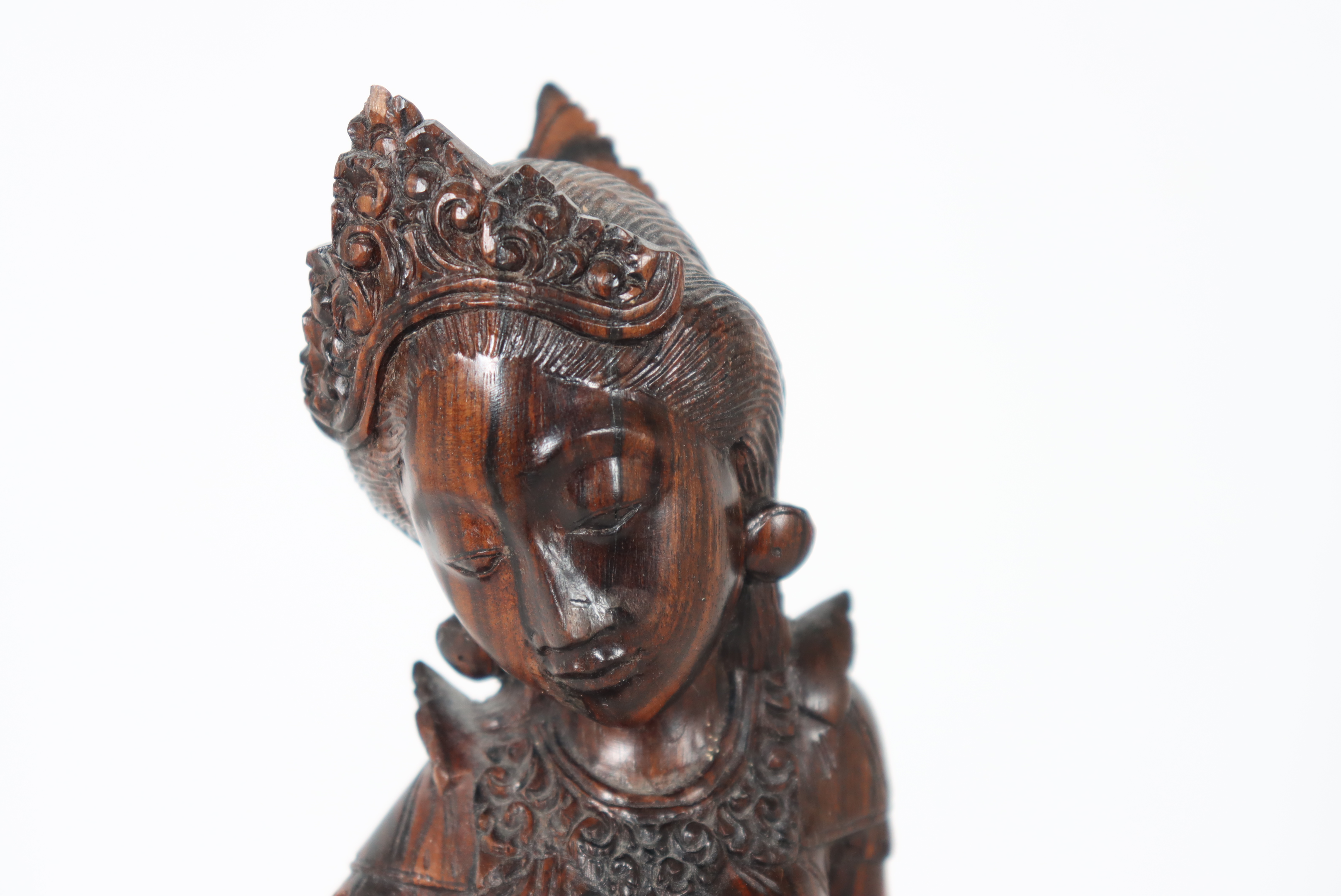 Balinese Wood Carving of Goddess w Swan - Image 2 of 4