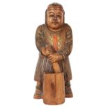 Polychrome Carved Wooden Mongolian Figure