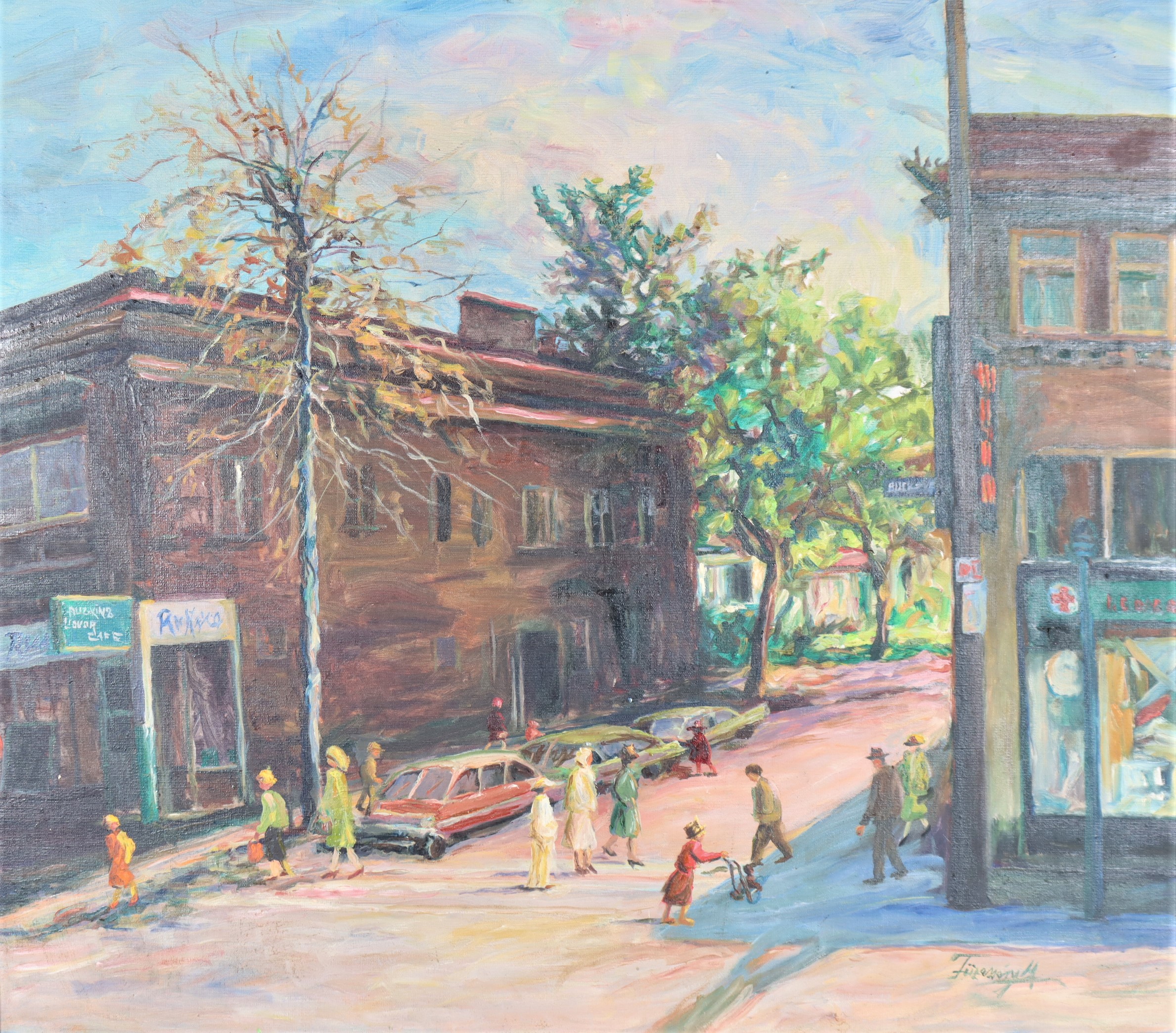 20th C Oil on Canvas, Street Scene - Image 4 of 5