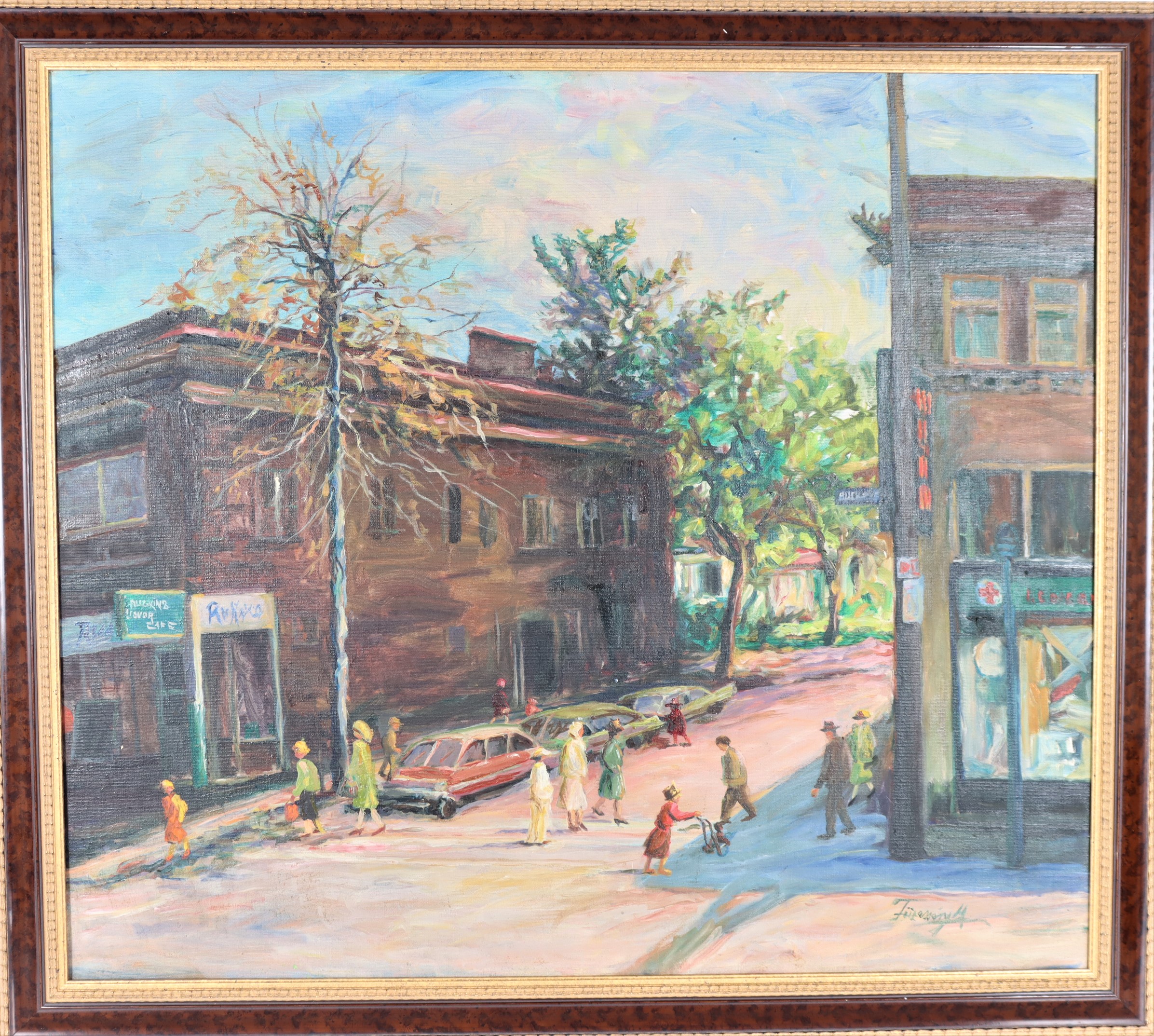 20th C Oil on Canvas, Street Scene - Image 2 of 5