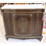 French Antique Inlaid 19th C Marble Top Cabinet