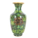 Chinese Cloisonne Green Vase