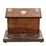 Antique English Oak Desk Box, Metal Mounts