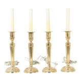 Set of (4) Brass Electric Candlesticks