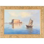 Italian Seascape Oil on Board, Signed