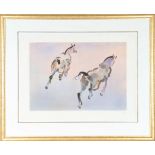 Color Lithograph of Galloping Horses, Signed