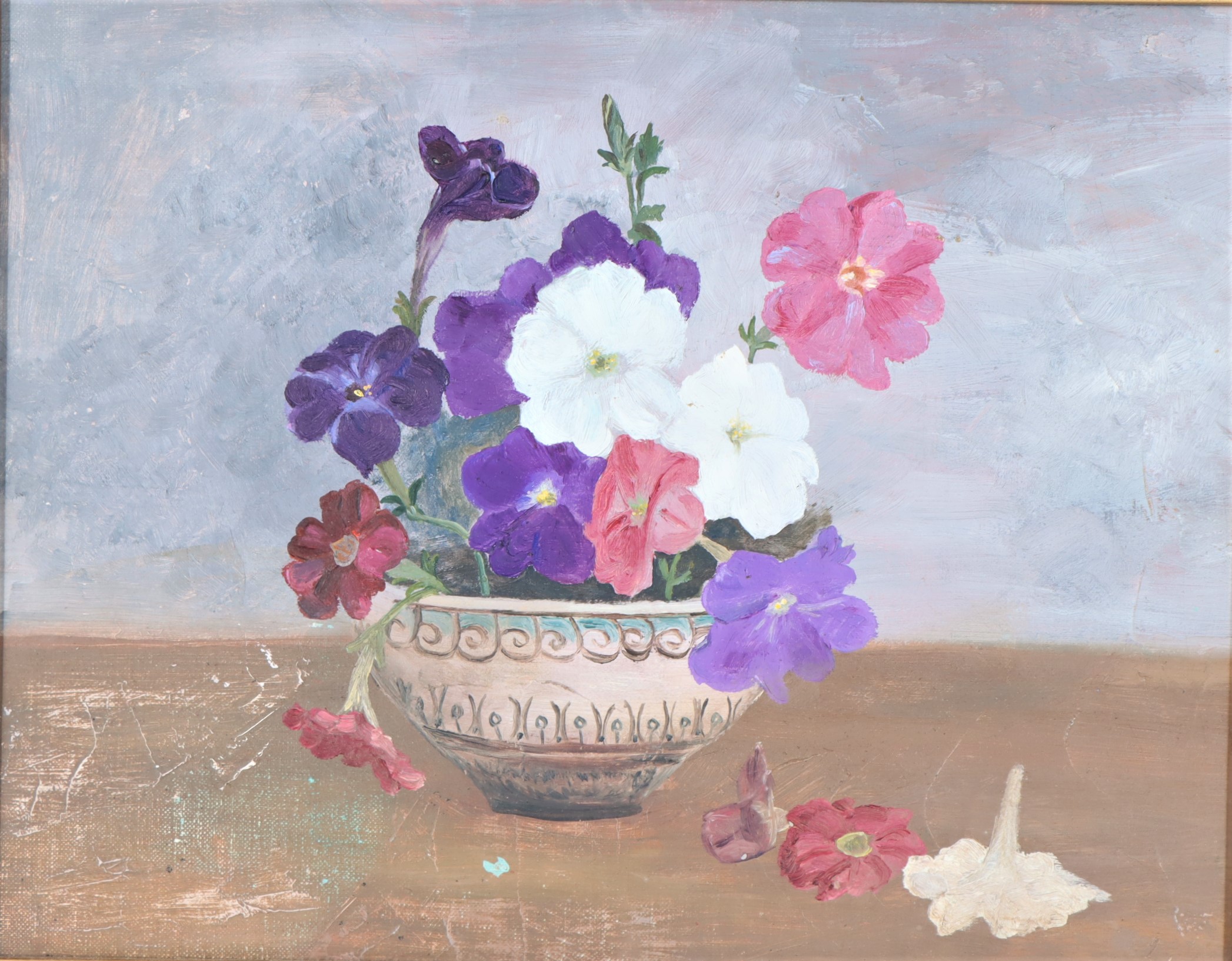 Floral Still Life, 20th C., Oil on Canvas Board - Image 4 of 6