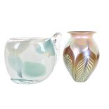 Pair of Iridescent Art Glass Vases