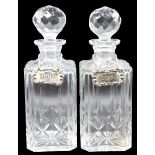 Pair of Vintage Cut Glass Decanters