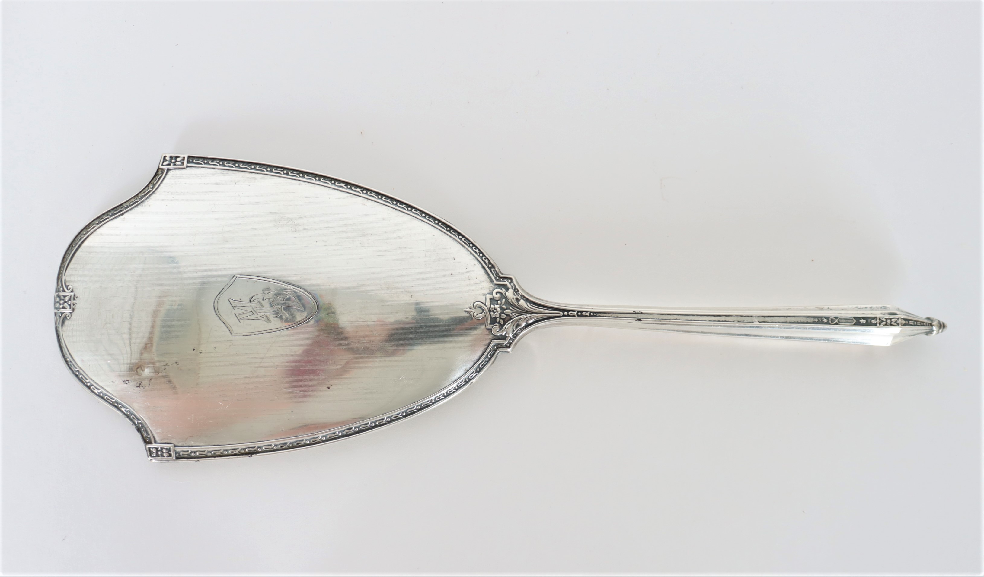 Antique Sterling Silver Bed Side Mirror - Image 3 of 4