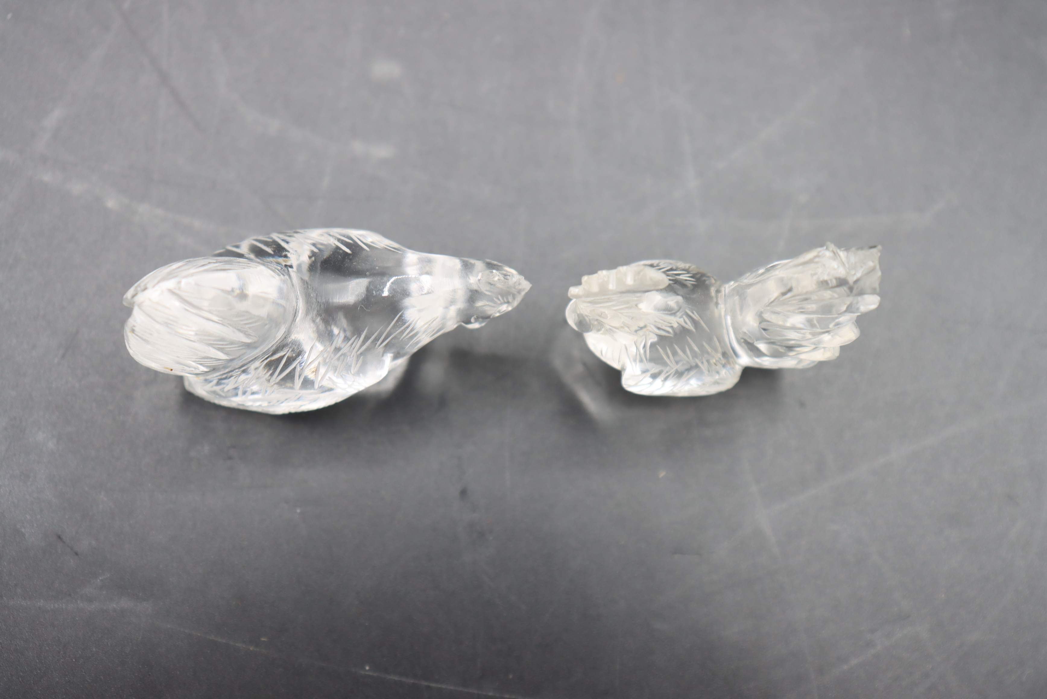 Pair of Chinese Rock Crystal Chicken & Rooster - Image 3 of 5