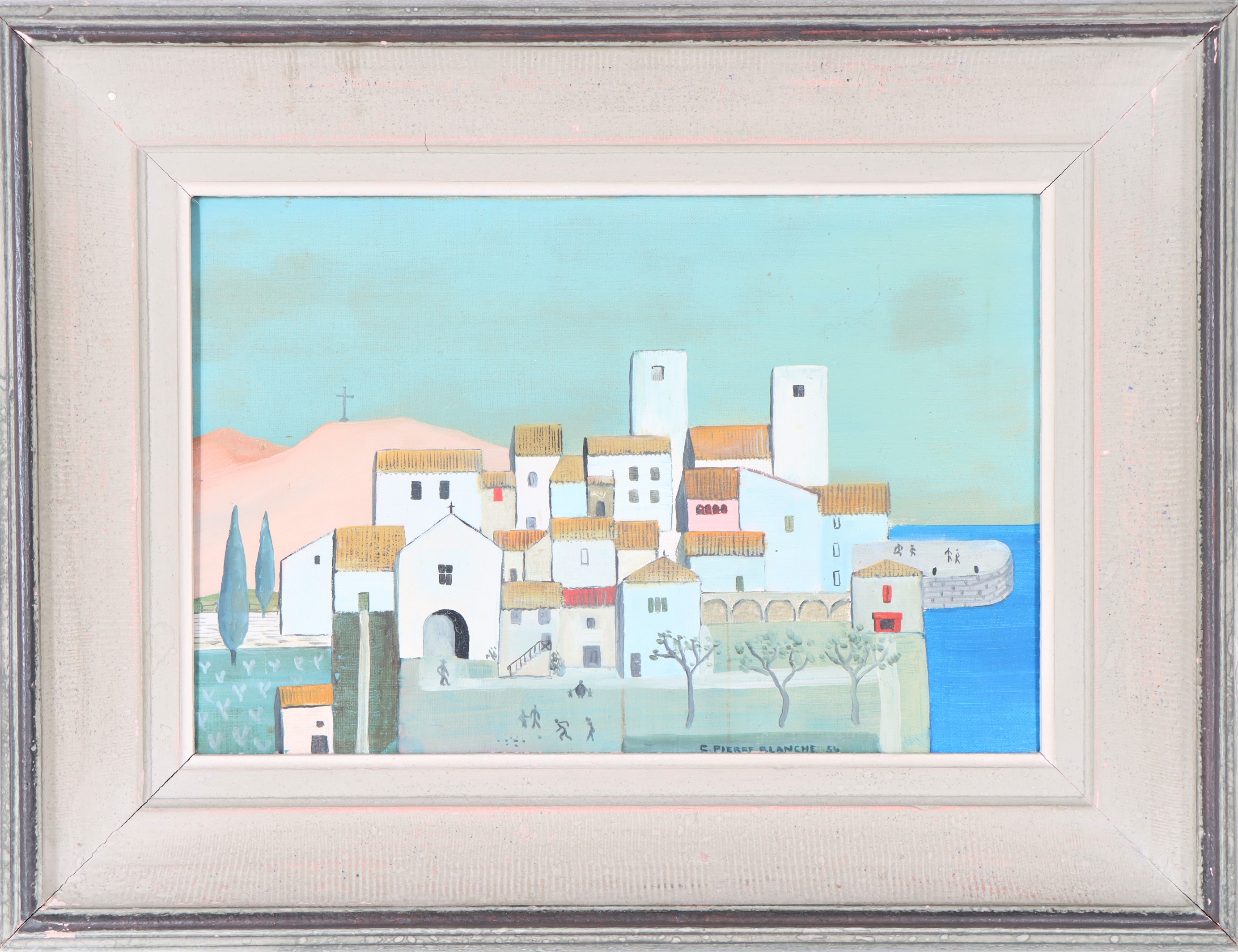 Coastal Town (20th c), Oil on Canvas - Image 2 of 6