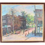 20th C Oil on Canvas, Street Scene