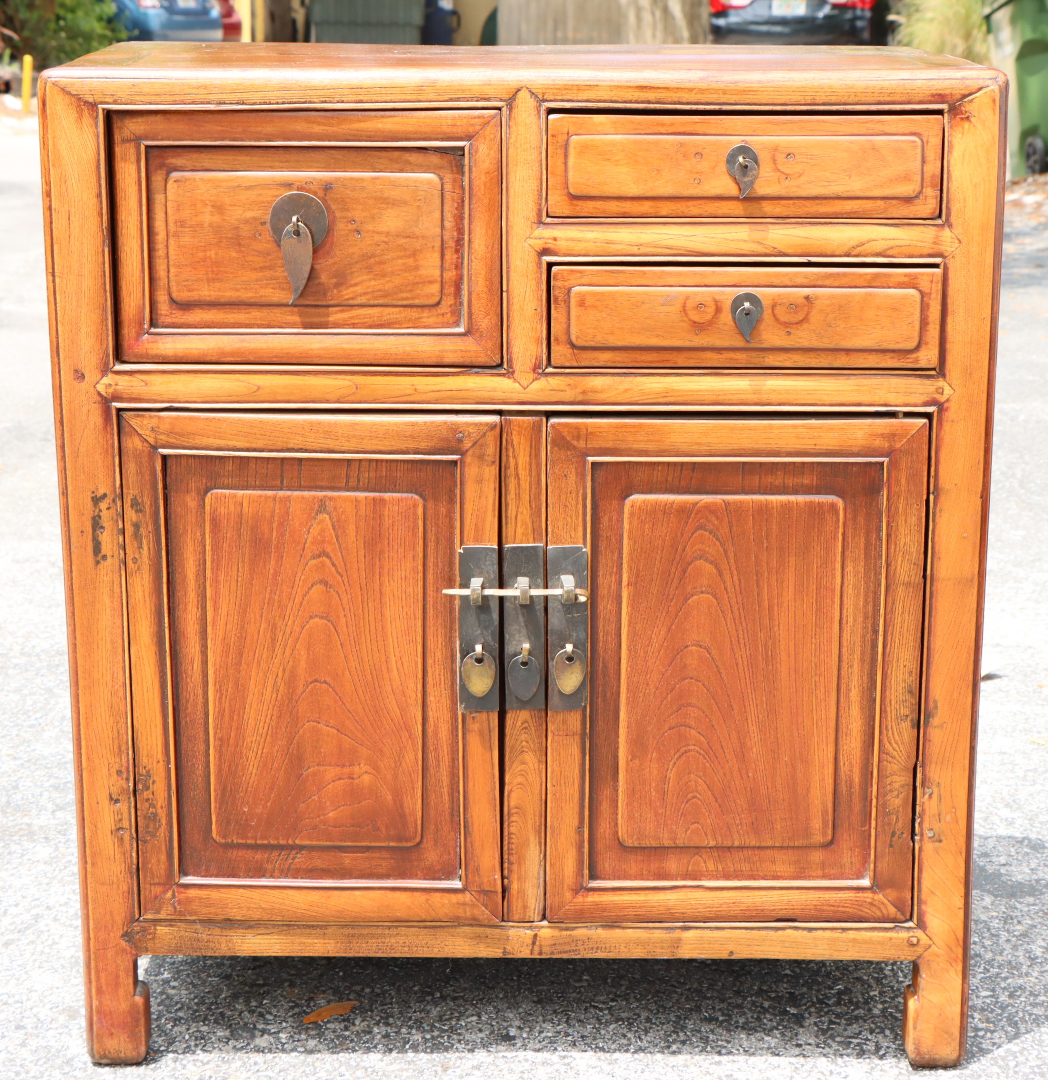 Antique Chinese Wood Cabinet w Seal - Image 4 of 17