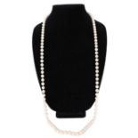Long Pearl Strand Necklace & 14k Gold Clasp