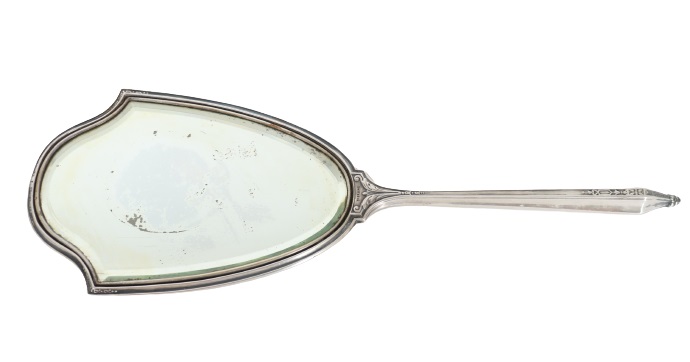 Antique Sterling Silver Bed Side Mirror - Image 2 of 4