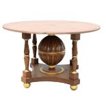 Round Walnut Table with Gilding