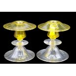 Pair of Steuben Candlesticks in Mushroom Form