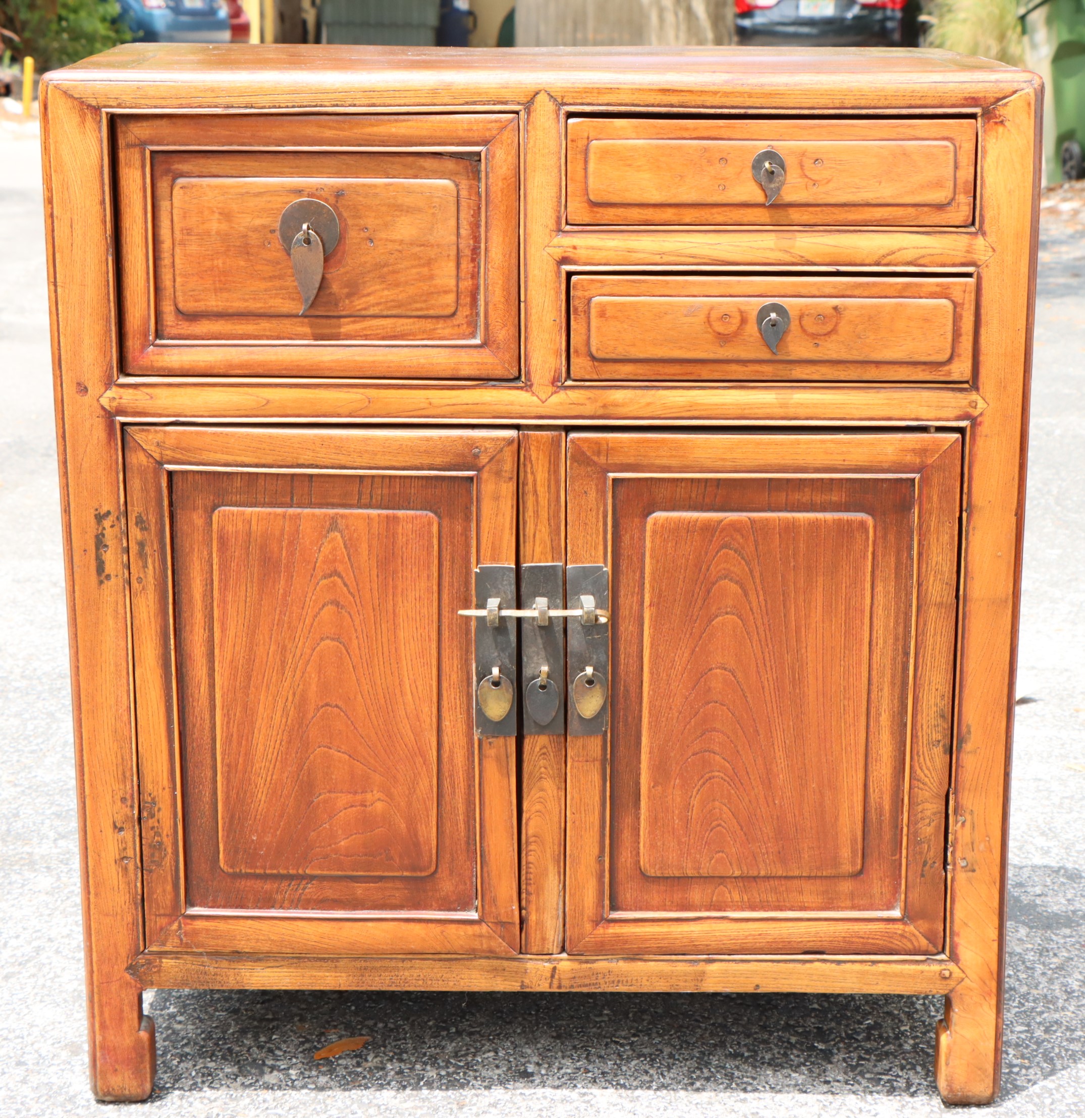 Antique Chinese Wood Cabinet w Seal - Image 3 of 17