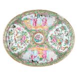 Antique Chinese Rose Medallion Oval Platter