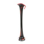 Hand Blown Black and Red Art Glass Vase