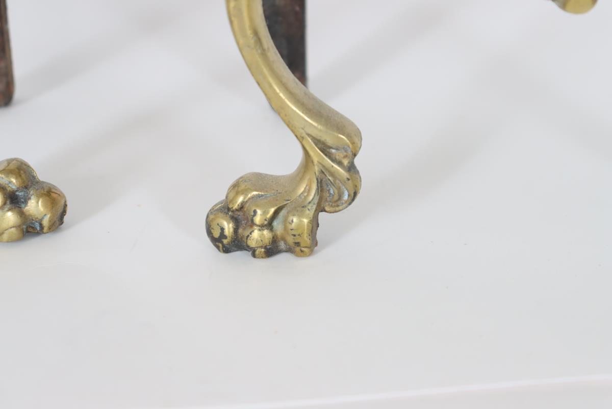 Pair of Brass Cannonball Top Andirons - Image 11 of 15