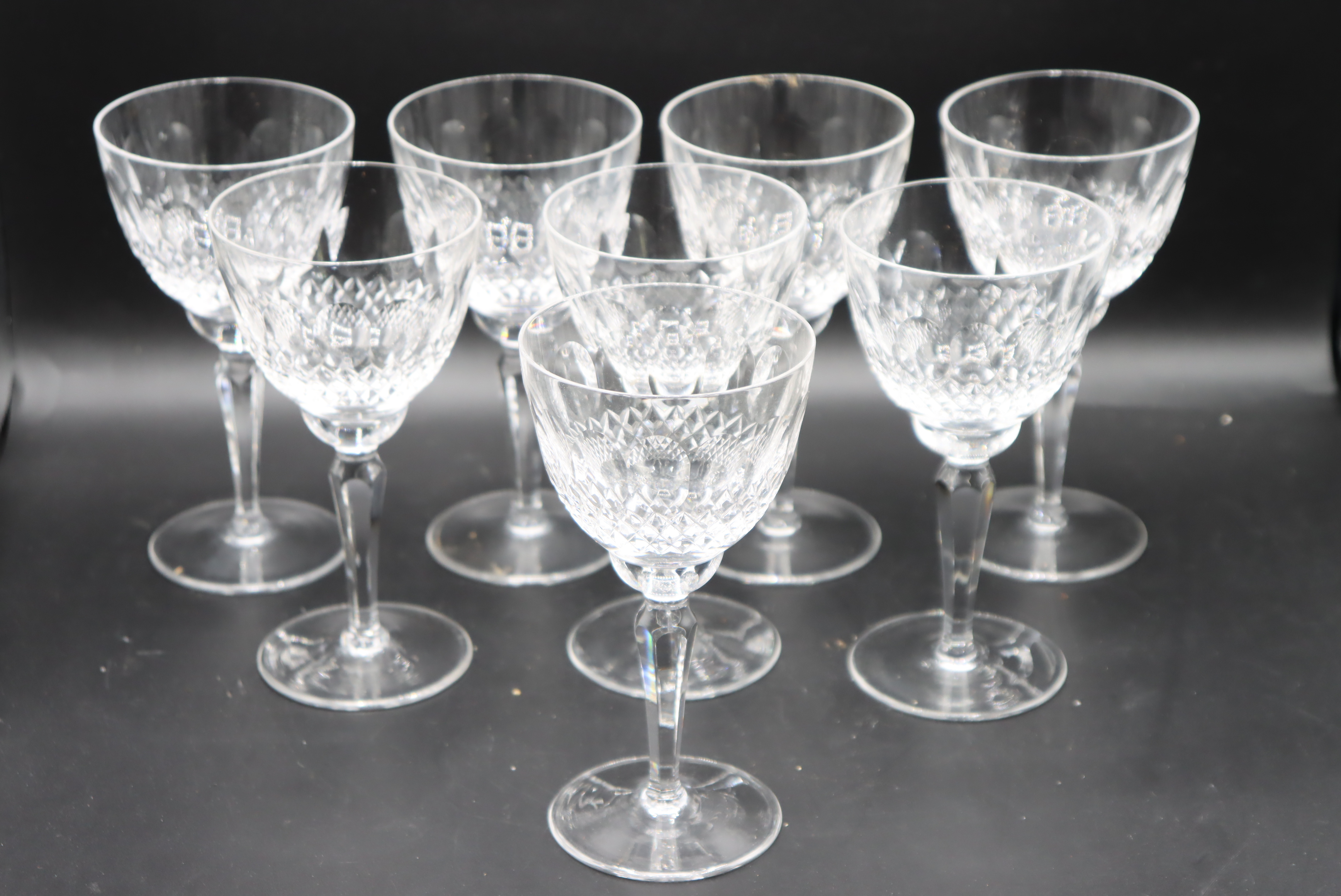 Set of (8) Cut Crystal Wine Glasses - Image 4 of 5