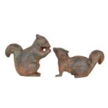 Pair of Heavy Cast Metal Squirrel Figures