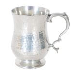 Sheffield Hammered Pewter Cup w Handle