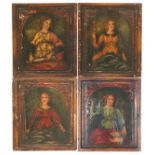 Collection of Four Paintings of Saints on Panel