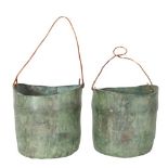 (2) Small Bronze Patina Garden Containers