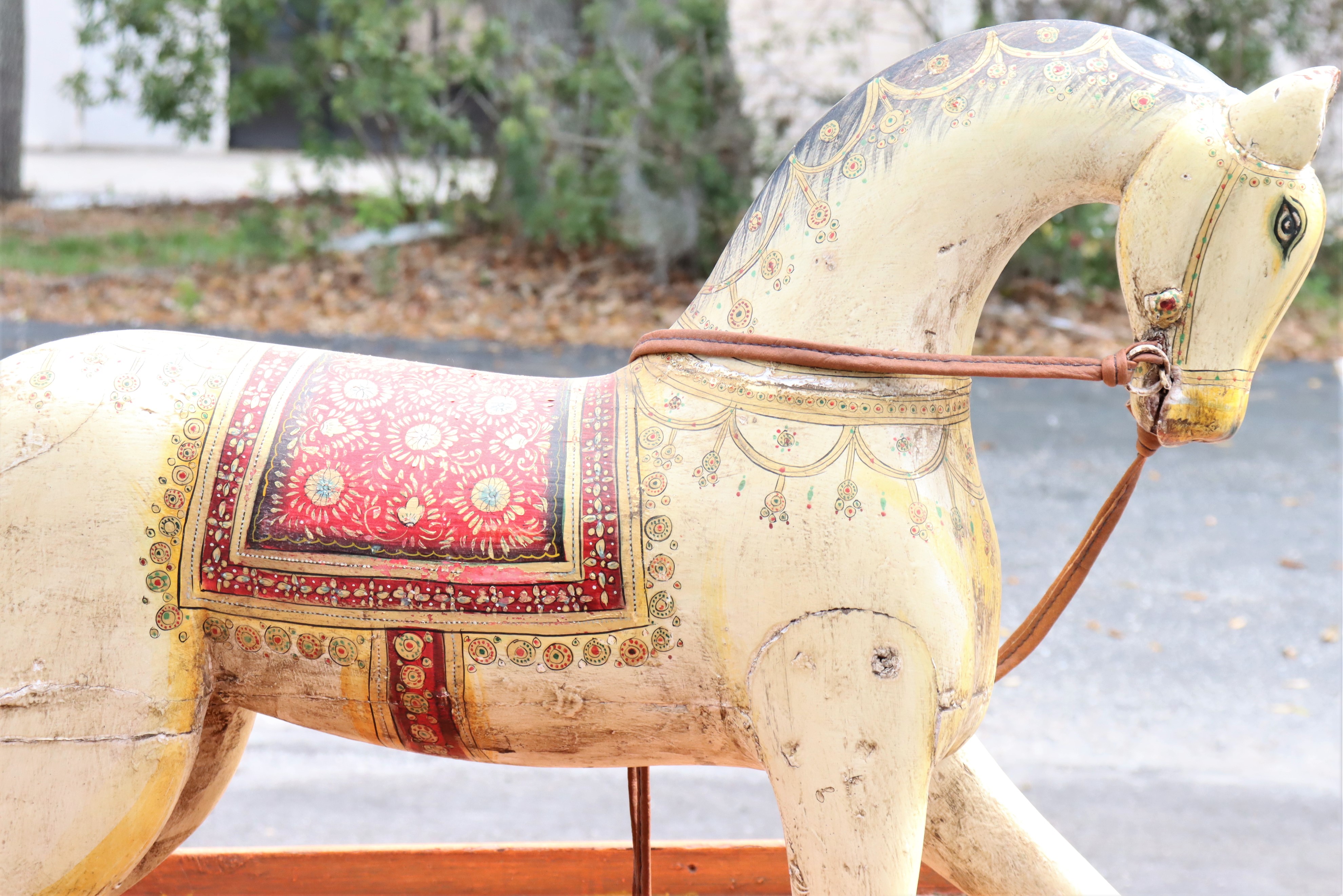 Antique Rajasthan Indian Push Cart w Horse - Image 2 of 3
