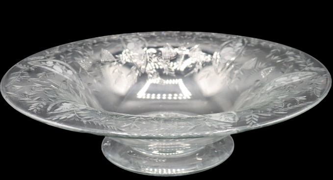 Steuben Engraved Footed Centerpiece Bowl