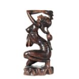 Hand-Carved Kneeling Woman Sculpture