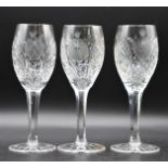 Set of (3) Cut Crystal Wine Glasses