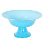 Blue Jade Footed Bowl, Mid-Century Art Glass
