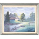 Farm Landscape, Signed, Oil on Canvas