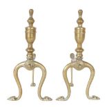 Pair of Small Brass Andirons