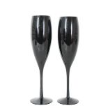 (2) Art Glass Champagne Glasses