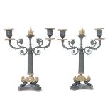 Pair Napoleon III French Gilt Bronze Candelabras