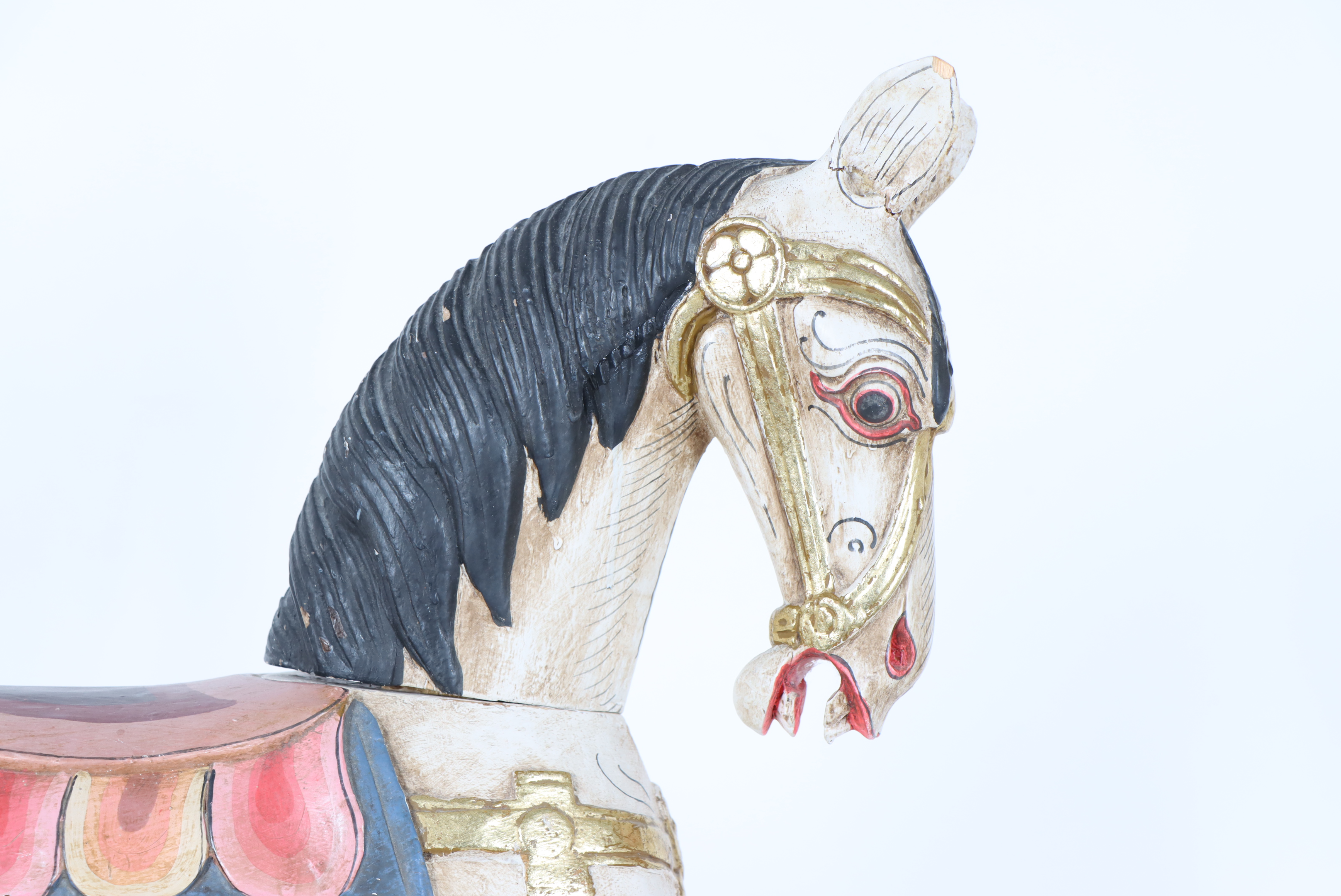 Polychrome Carved Wooden Horse - Image 2 of 4