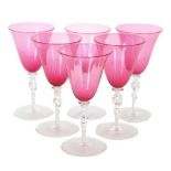 (6) Steuben Ruby Wine Glasses