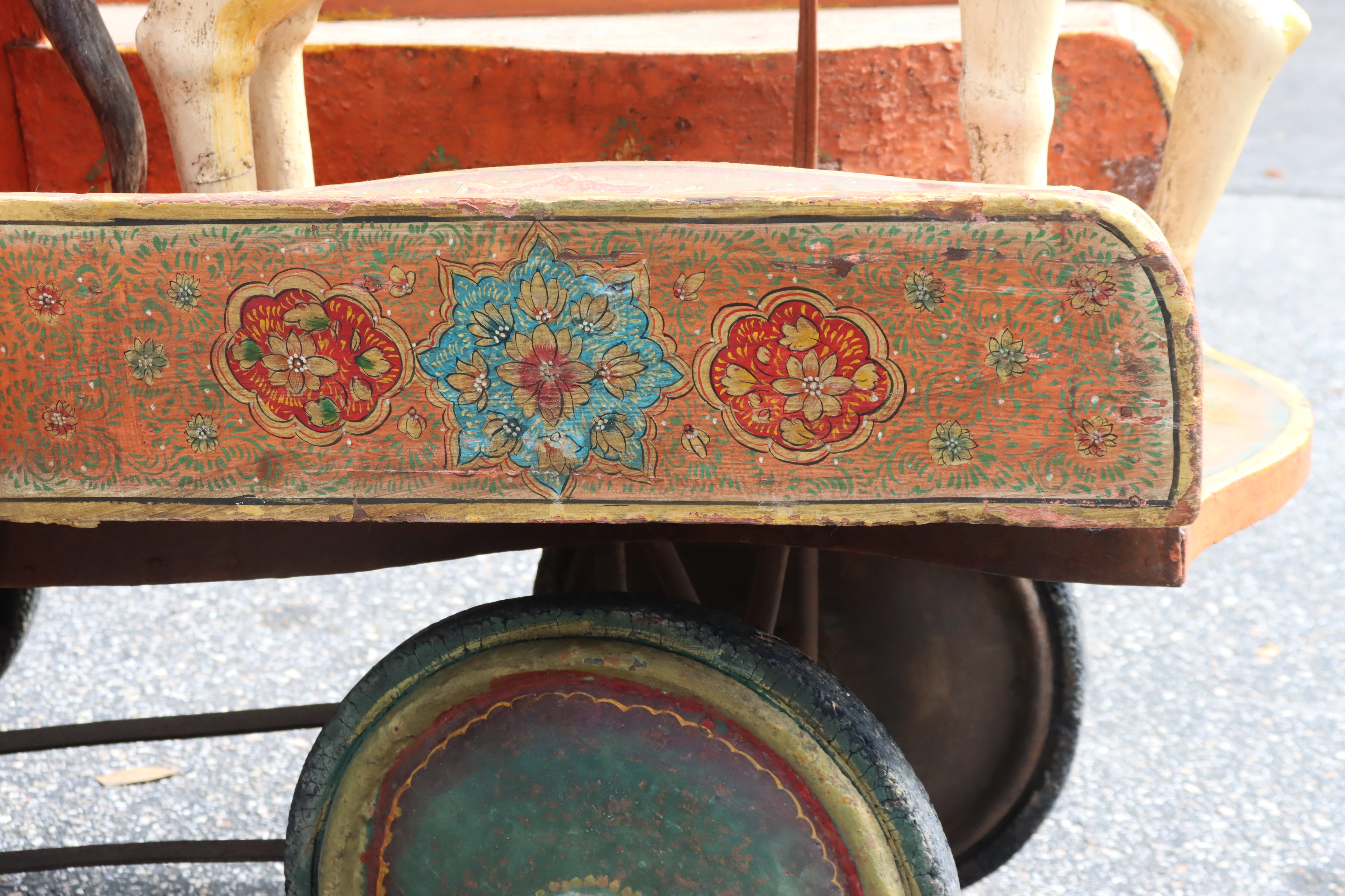 Antique Rajasthan Indian Push Cart w Horse - Image 3 of 3